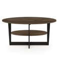 thumbnail image 6 of Furinno Jaya 2-Tier Round Coffee Table, Small Rustic Brown Coffee Table with Storage Shelf, Oval Center Table for Living Room, Bedroom, Home Office, Brown Walnut, 6 of 6