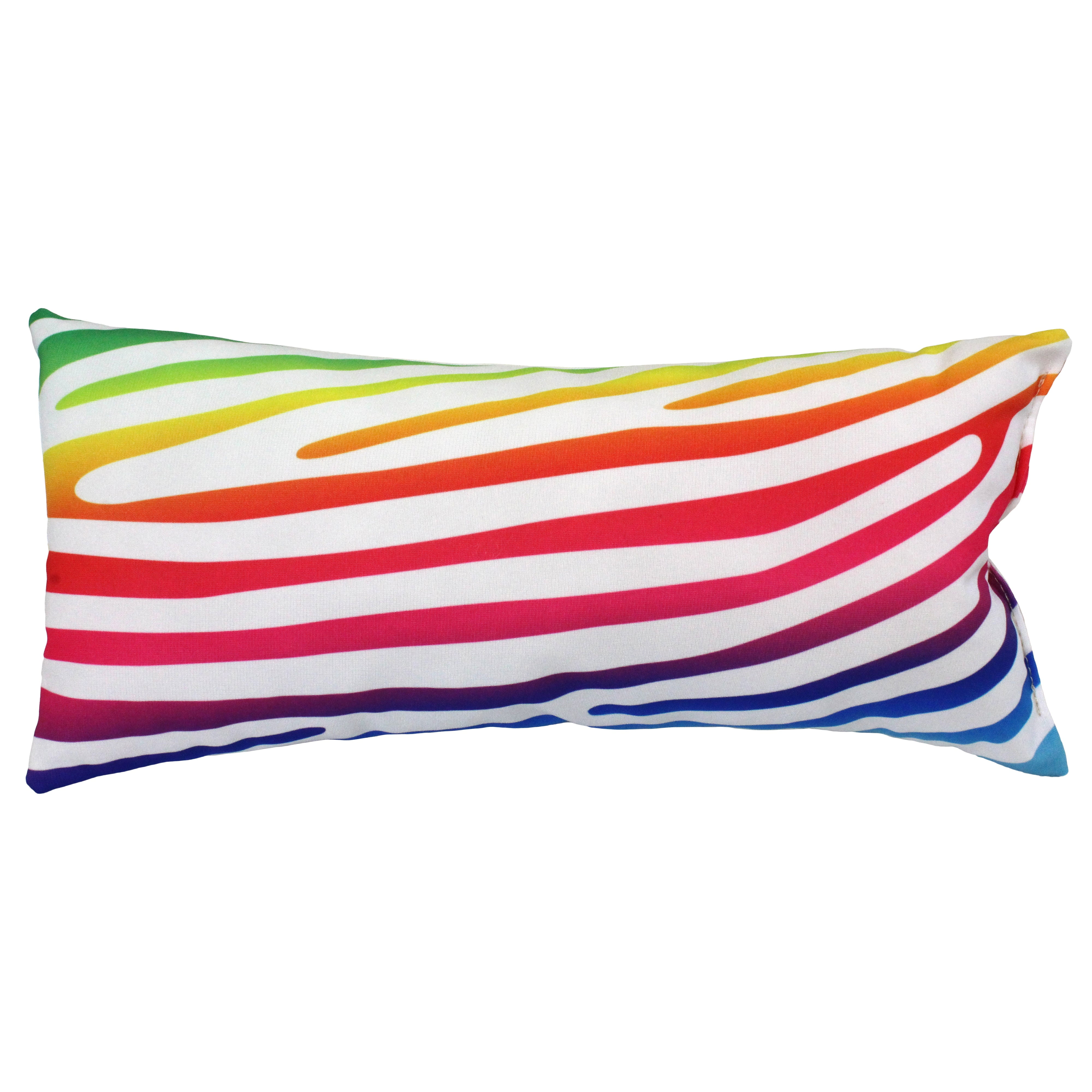 Everything Comfy Zebra Print Decorative Pillow, 16x6 Inch, Rainbow Gradient/White,