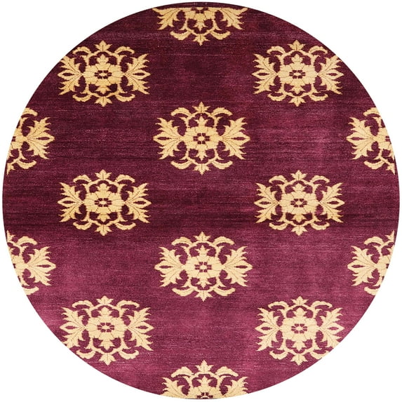 Ahgly Company Indoor Round Mid-Century Modern Red Oriental Area Rugs, 3' Round