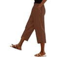 thumbnail image 5 of Hurxie Capris Pants for Women Cotton Linen Sweatpants Casual Summer Straight Wide Leg Loose Drawstring Elastic Trouser Coffee,2XL, 5 of 7