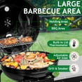 thumbnail image 3 of Portable Charcoal Grill with Side Shelf and Bottom Shelf, BBQ Smoker with Wheels and Adjustable Vents on Lid for Picnic Camping Backyard Cooking, Black, 3 of 9