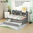 thumbnail image 4 of Bellemave Twin Size Captain Bed with Drawers And Trundle Twin Storage Platform Bed with Built-in Bookcases Space Saving Wooden Daybed Frame for Teens, Gray, 4 of 12