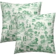 thumbnail image 2 of Light Green Throw Pillow Covers 16x16 Inch Pack of 2 Green Vintage Cottage Cushion Pillow Case Square Cotton Countryside Style French Country Pillowcase for Farmhouse Party Sofa Home Bedroom Outdoor, 2 of 6