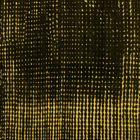 Ahgly Company Machine Washable Indoor Square Abstract Yellow Modern Area Rugs, 4' Square