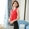 thumbnail image 4 of Womens Tops Blouse Brief Office Work Wear V Neck Sleeveless Chiffon Tops Shirt, 4 of 8