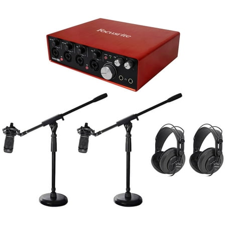 Podcasting Podcast Bundle w/2) Audio Technica Mics+Samson Headphones+Desk Stands