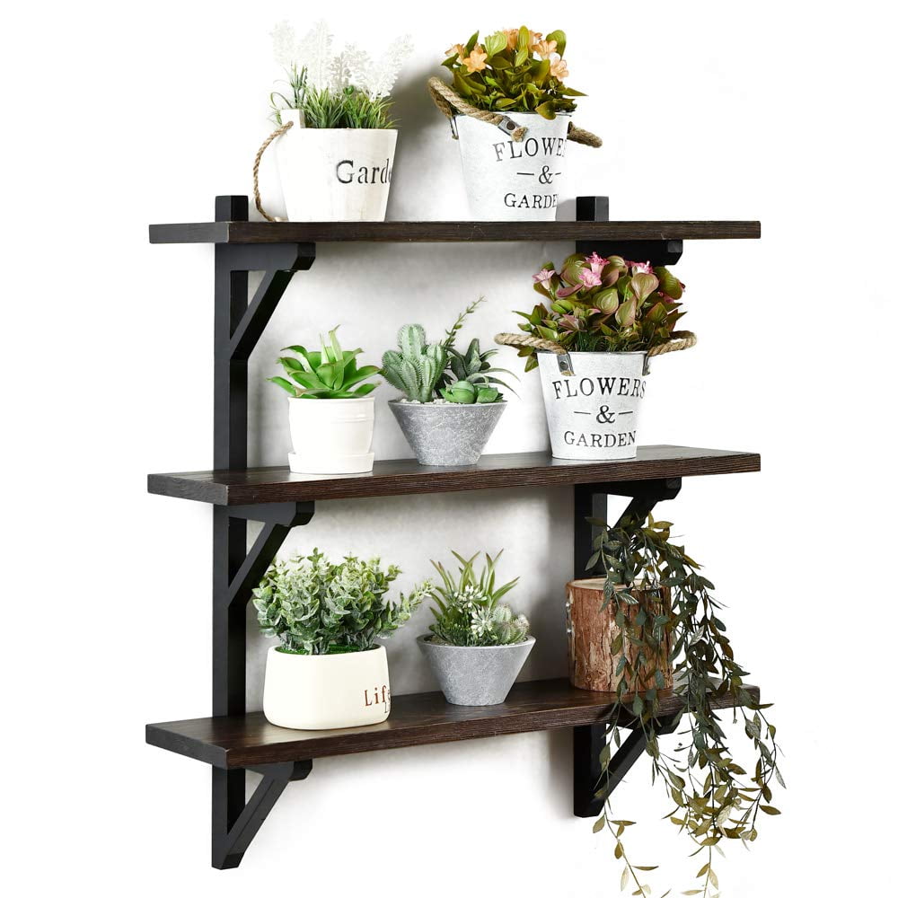 WELLAND Paige 3 Tier Reclaimed Pine Wood Floating Shelf