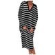 thumbnail image 1 of Vestidos Para Mujer Verano Otoño 2024 Vestido de Rayas de Manga Larga Con Cuello En V y Abertura Lateral Vestidos Largos Casuales, 1 of 3