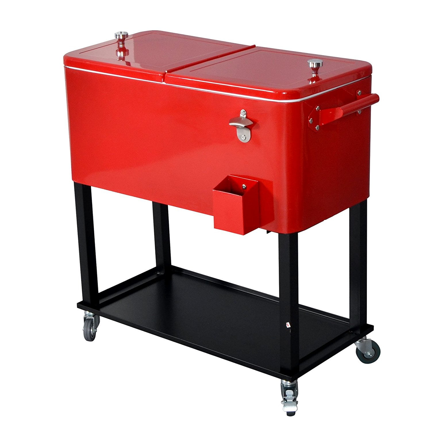 New Red 80 Quart Cooler Beer Cart Outdoor Entertaining Rolling Party