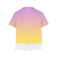 thumbnail image 4 of AJTQTH Girls Tops Kids Summer Gradient Printed Cute Lace Patchwork Tees Short-Sleeved Crewneck Tshirts Blouses Shirts for Summer Casual Party Holiday Beach Clothes Multicolor#04 13 Years, 4 of 4