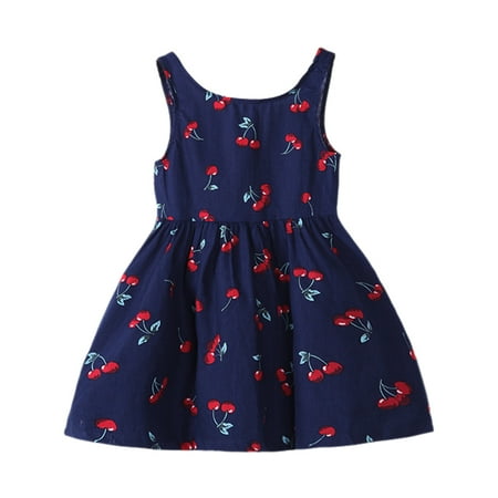 

Girls Summer Dress Girl A Line O-Neck Short Dresses Royal Blue 100