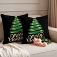 thumbnail image 2 of Black Green Christmas Outdoor Waterproof Pillow Covers, Xmas Tree Modern Abstract Art Decorative Square Throw Pillowcase Sofa Cushion Sham for Patio/Couch/Chair, 26"x26" 2 Pack, 2 of 8