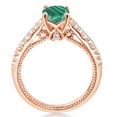 thumbnail image 3 of Gem Stone King 18K Rose Gold Plated Silver Green Malachite and White Created Sapphire Engagement Ring for Women (1.77 Cttw, Cushion 6MM, Gemstone Birthstone, Available in Size 5, 6, 7, 8, 9), 3 of 5