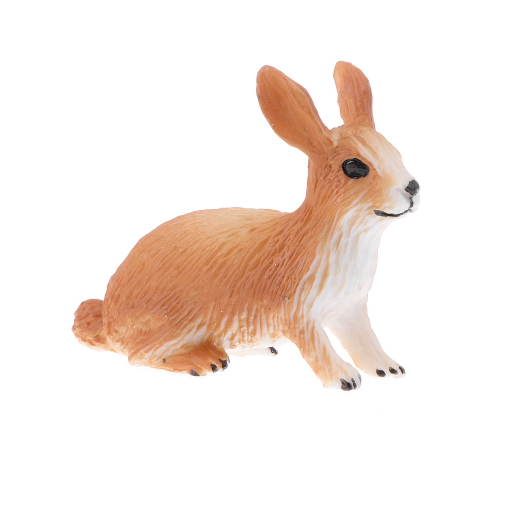 Realistic Standing Bunny Rabbit Model Animal Action Figure Kids Gift Gray 
