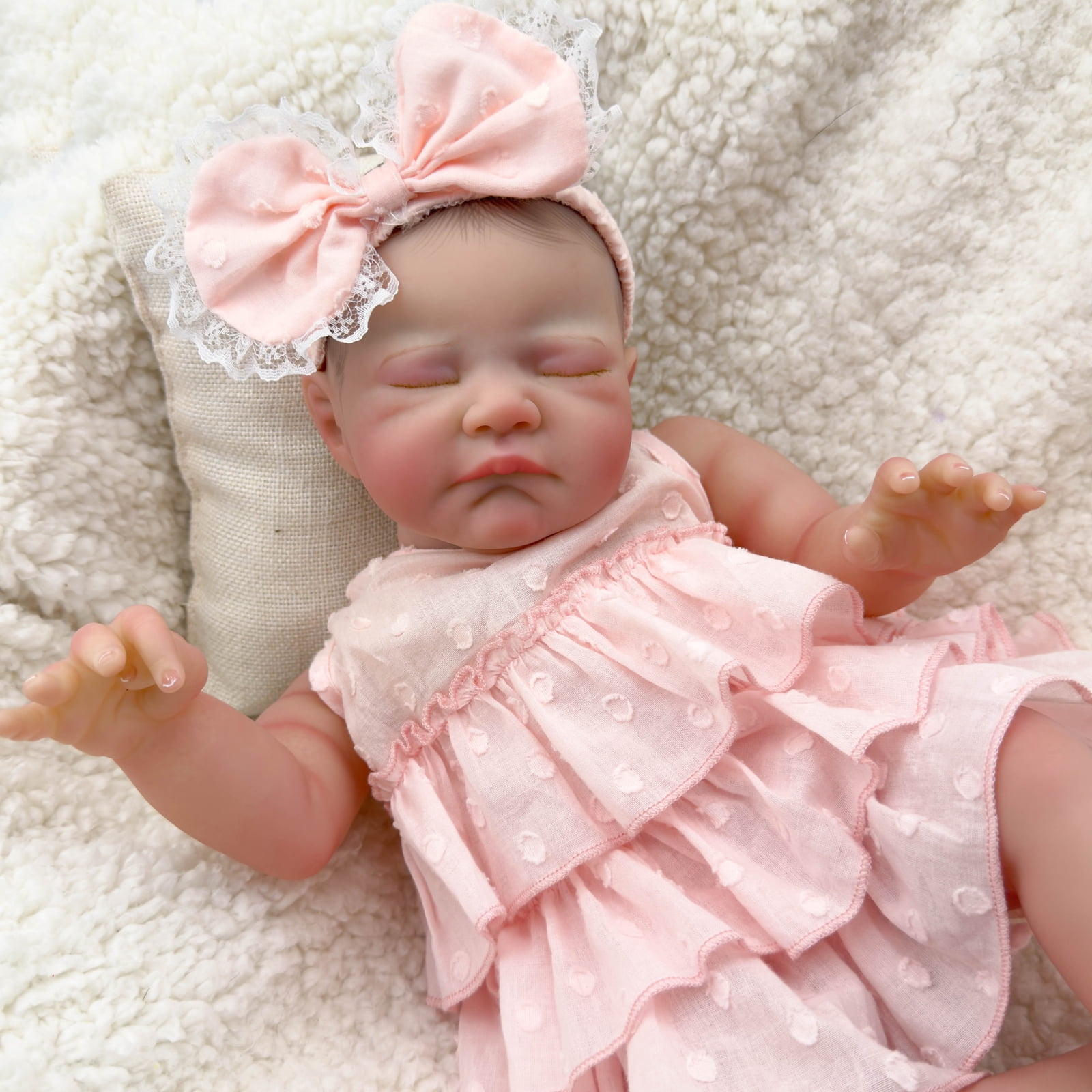 Lifelike Reborn Baby Dolls - 19" Cute Realistic Baby Doll Sleeping Girl Cloth Body Real Life Baby Dolls with Feeding Accessories for Kids Ages 3+