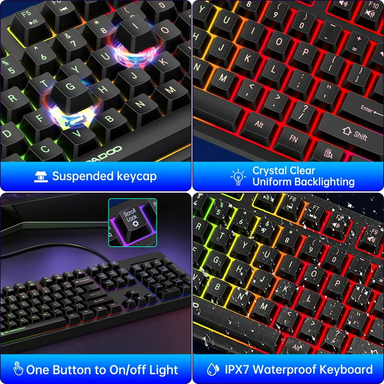 Cshidworld Gaming Keyboard and Mouse Combo, 104 Keys RGB Backlit
