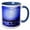 Blue/White, variant on 3drose, Horse and Riders on the Beach at Twilight with the Silhouette of a Horse Reaching for the Light., 15oz Mug