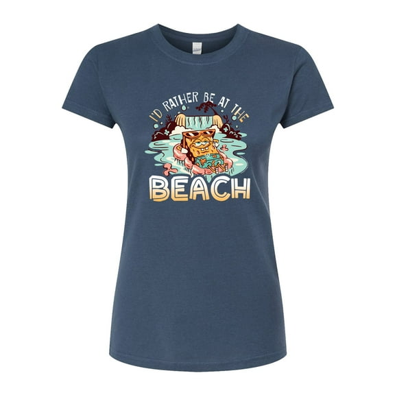 SpongeBob SquarePants - Rather Be At Beach - Juniors Fitted Graphic T-Shirt