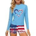 thumbnail image 3 of Odeerbi 3-14 Años Niñas 2 Piezas de Manga Larga Rash Guard Conjunto Día de La Independencia Upf 50 + Traje de Baño de Surf Seco Rápido Con Pantalones Cortos, 3 of 8