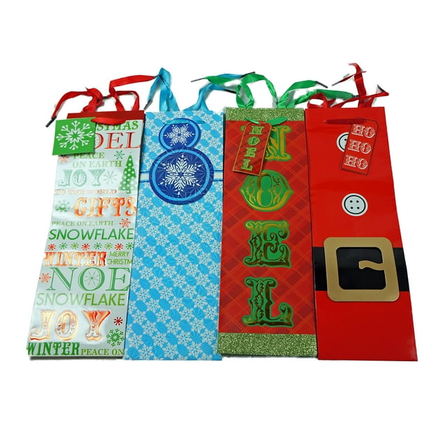 Festive Wine Gift Bags 4 Pack Bundle