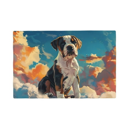 

Table Placemats Set of 4 - Colorful Sky Puppy 12x18 In Faux Linen Double Heat Resistant Place Mats Cloth Indoor/Outdoor Placemats Washable Table Mats for Dining Kitchen Party