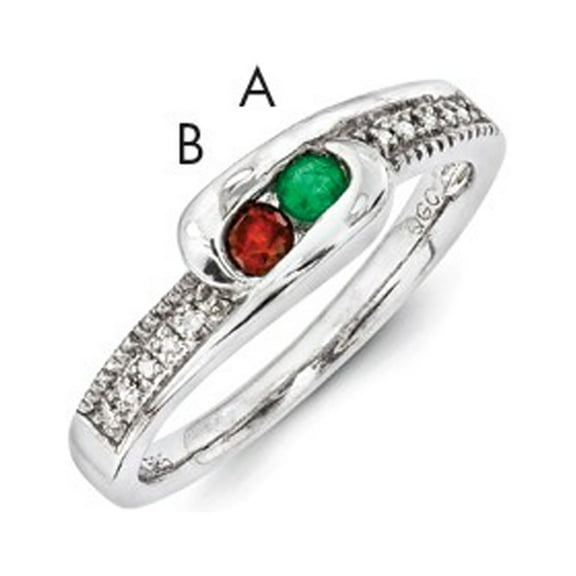 14K White Gold Family Jewelry Diamond Semi-Set Ring - Size 7