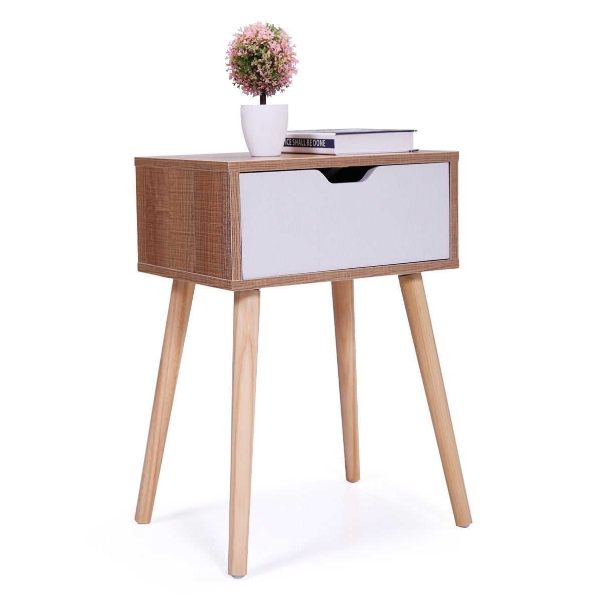 Kepooman Night Stand with Storage Drawer, Modern Furniture Wood End Side Table - Walnut Kepooman Night Stand with Storage Drawer, Modern Furniture Wood End Side Table - Walnut