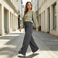 thumbnail image 5 of Sorvello Womens Wide Leg Baggy Sweatpants Fleece Lined Lounge Sweat Pants,Drawstring Sweatpants with Pockets, Fall Winter Dark Gray 2XL, 5 of 7