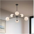 thumbnail image 2 of Monteaux Lighting 39 in. 6-Light Black Sputnik Pendant Light Fixture with Opal Glass Globe Shades, 2 of 10