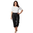 thumbnail image 5 of Turtle Bay New York Women's Capris with Studded Hem Detail in Cotton Blend Denim with Angled side Pockets (Plus Sizes), 5 of 6