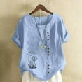 thumbnail image 2 of Xixinqiwan Plus Size Tops for Women,Womens Summer Tops Dressy Casual Short Sleeve Flowy Tunic Shirts Cute Round Neck Blouses Light Blue 2XL, 2 of 6