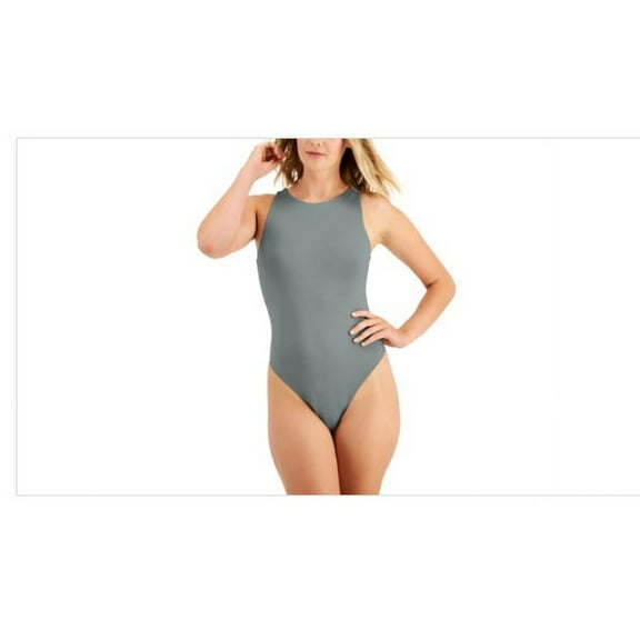 Alfani Womens High Neck Thong Bodysuit Size Large Color Dusty Jade