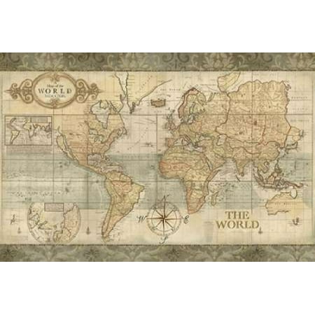 world map poster walmart Classic World Map Poster Print By Cynthia Coulter Walmart Com world map poster walmart