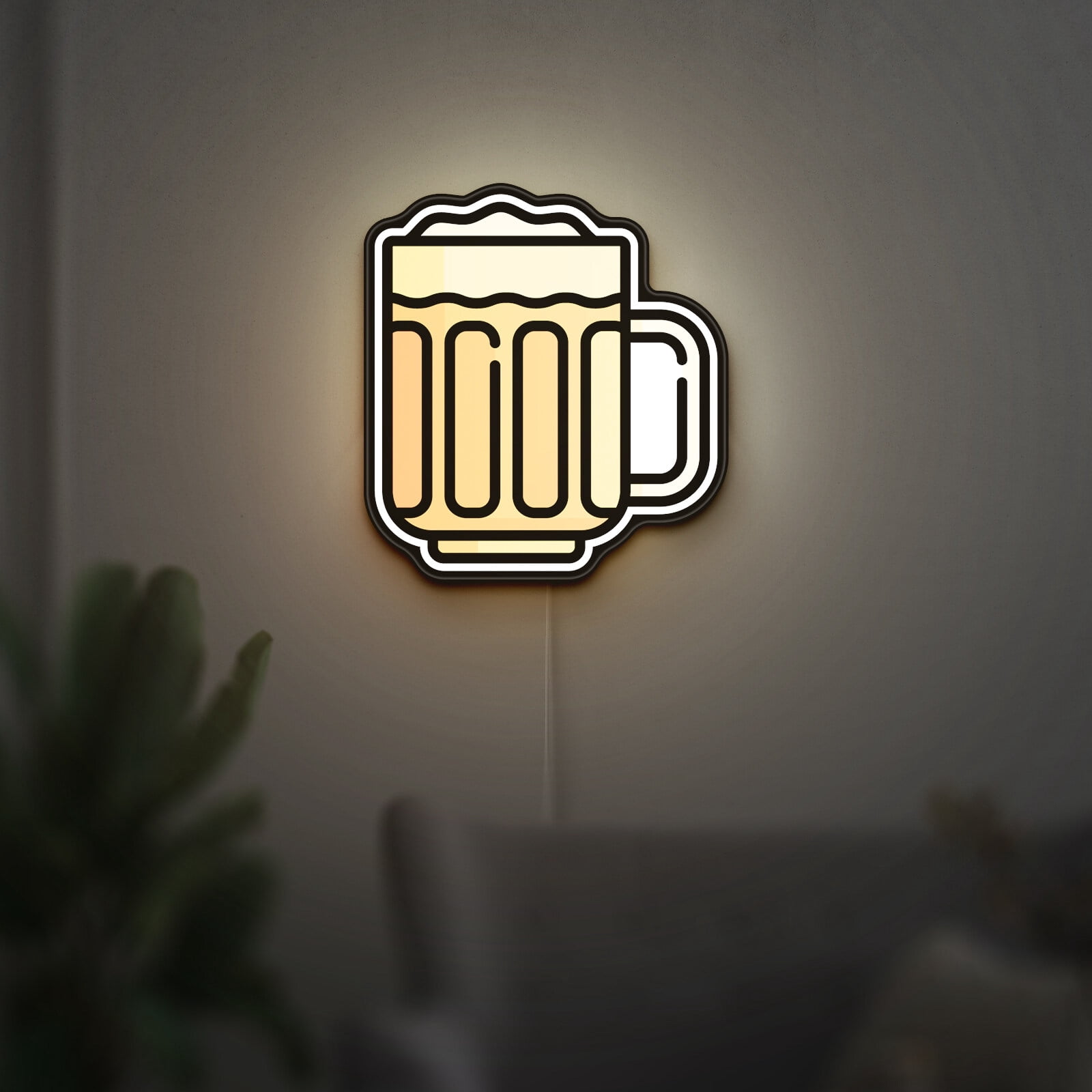 Beer Mug 3D Novelty Light Box for Alcohol Decor, Food and Drink Themed Lamp Ideal for Pubs, Parties and Bars (Width 8 inch, 20cm)