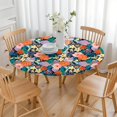 thumbnail image 3 of Pioneer Flower Floral Print Pattern Round Fitted Tablecloth with Elastic Edge,Dining Table Cover Waterproof,Outdoor Round Tablecloth for Camping,Dining,Indoor and Outdoor, 3 of 7