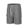 thumbnail image 2 of WREESH Men's Cargo Shorts Summer Casual and Comfortable Drawstring Pocket Elastic Waist Shorts Outdoor Workout Shorts Gray, 2 of 6