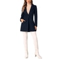 thumbnail image 2 of INSPIRE CHIC Women's Classic Notched Lapel Long Sleeves Long Overcoat M Deep Blue, 2 of 5