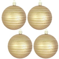 Christmas By Krebs 4 3/4" (120mm) Ornament [4 Pieces] Commercial Grade Indoor & Outdoor Shatterproof Plastic, Water Resistant Ball Shape Ornament Decorations (Gold Dust with Gold Tangles)