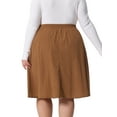 thumbnail image 4 of DARING DIVA Women's Plus Elastic High Waist Corduroy Skirt with Pocket 4X Dark Brown, 4 of 6