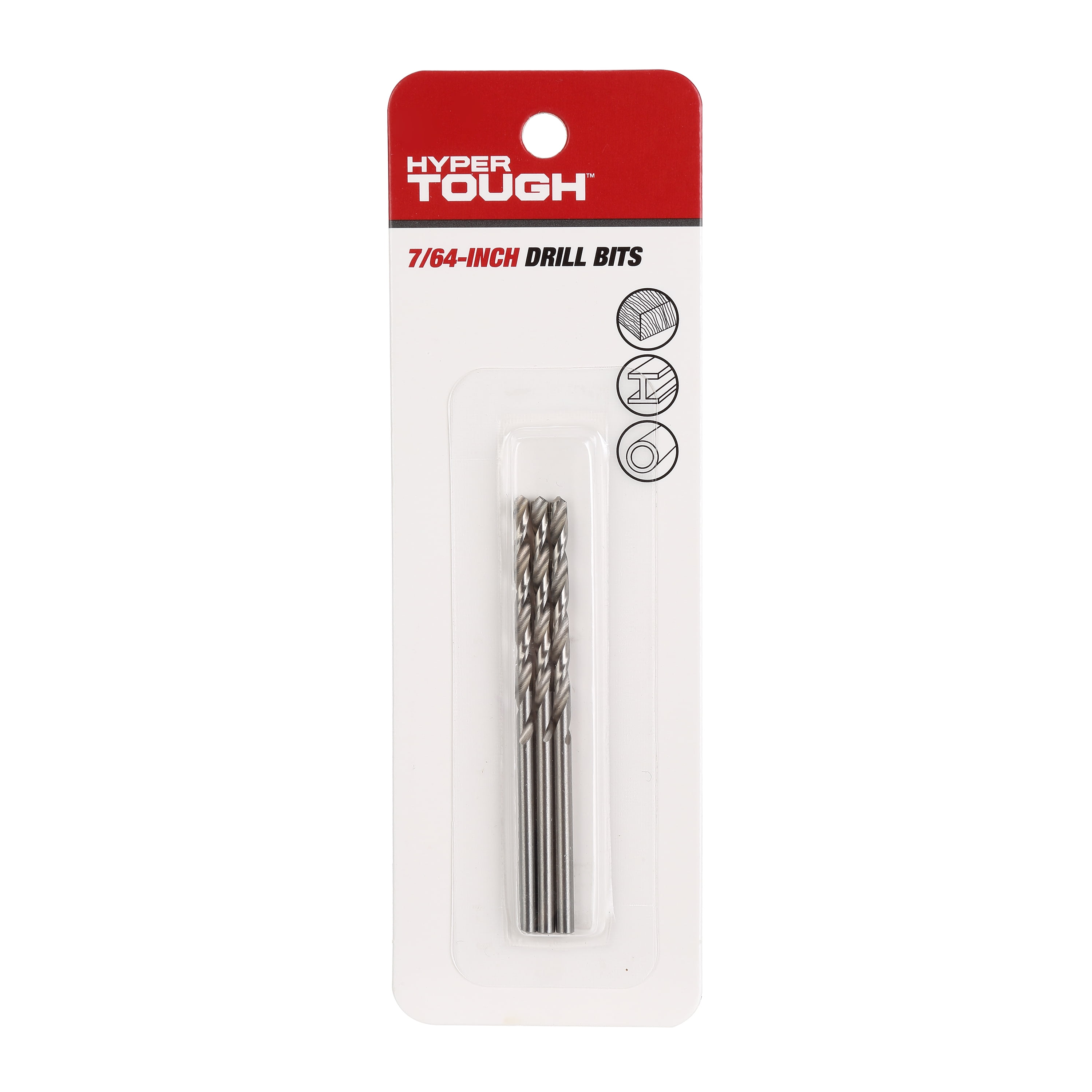 (3 pack) Hyper Tough 3-Piece 7/64 inch Hss Roll Forged Drill Bits, Hss Material, AU00043K