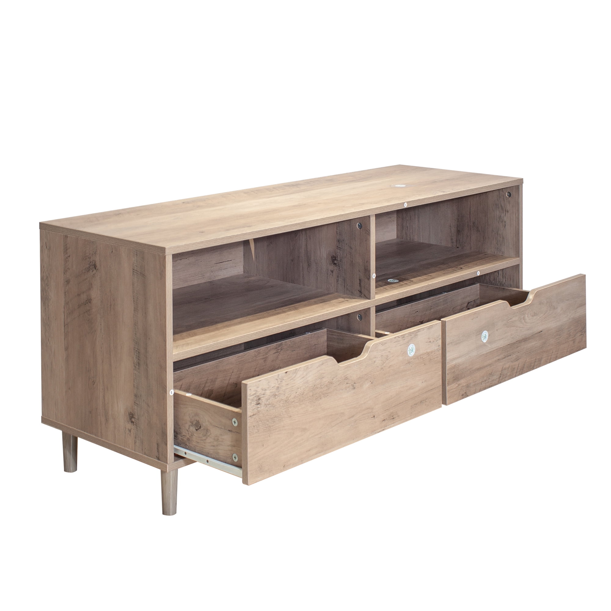 Kadyn MDF TV Stand, Modern Entertainment Center with 2 Drawer and Open Shelves, TV Console Table for TVs up to 55" , Oak