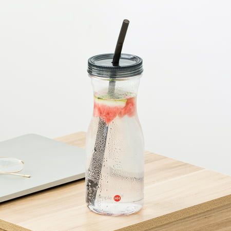 Holiday Season | Tritan Water Bottle With Straw by Simple HH: BPA Free Cold Drink | Water Container | Dishwasher-Safe Tumbler | Extra Wide Mouth w/ Easy Twist Lid |