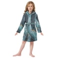 thumbnail image 6 of FORMRS Niños Bathrobe Unisex Hooded Robe Soft Plush Pajamas Sleepwear, Size 7-9T, Black Marble, 6 of 7