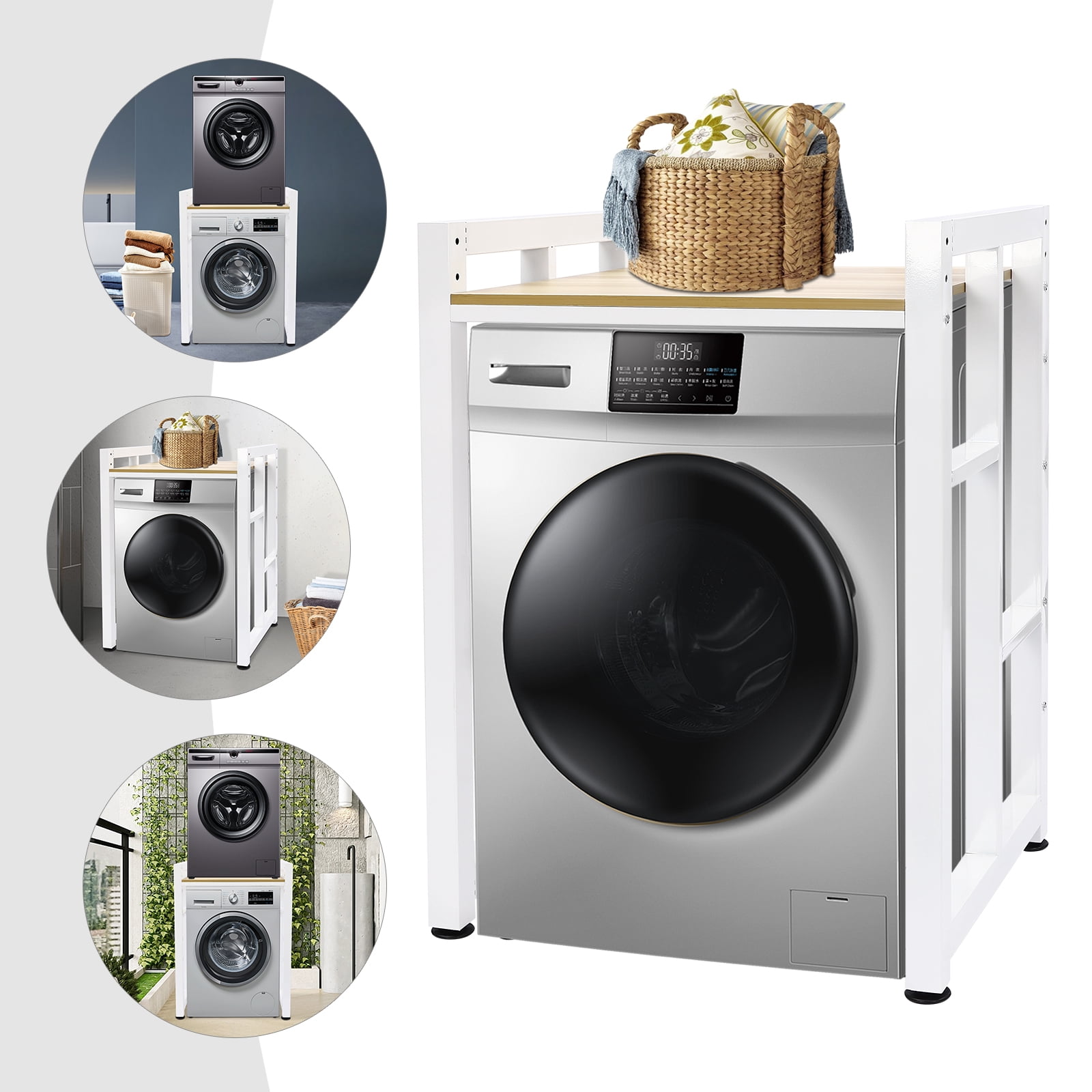 Washer Dryer Stacking Rack Stand, Dryer Storage Shelf with Adjustable Shelves, Space Saver Washer Dryer Storage Shelf, Universal Washer for Bathroom Laundry Room