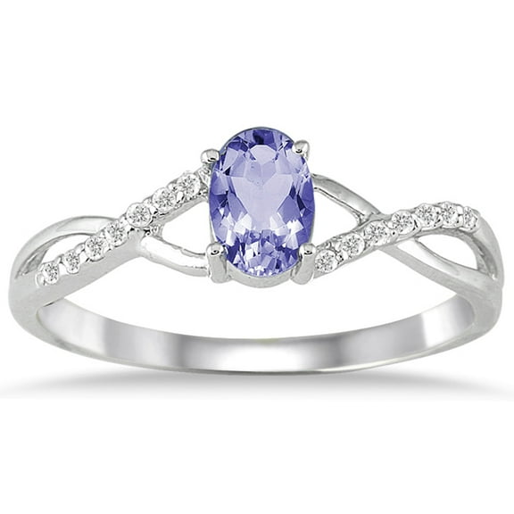 SZUL Women's Tanzanite and Diamond Twist Ring in 10K White Gold