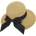 thumbnail image 1 of Sombrero de paja para mujer, plegable, de ala ancha, plegable, con protección solar UPF 50, color beige, 1 of 3
