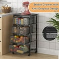 thumbnail image 3 of Four-Tier Fruit and Vegetable Storage Cart - Kitchen Organizer and Storage Cart with Wheels, 3 of 9