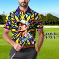 thumbnail image 3 of HOMYGIFTS Custom Face Stained Glass Golf Polo Shirt, Personalized Men’s Short Sleeve Sports Polo with Photo, Colorful Artistic Print, 3 of 10