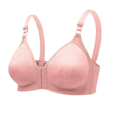Gnurob Women s Plus Size Lace Bras Full Coverage Bralette Front Closure Bralettes Unpadded Wireless Minimizer Bra Adjustable Strap Underwear Clearance Deals  Hot Pink XX-Large