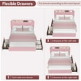 thumbnail image 3 of Bed Frame Full Size, Pink Upholstered Storage Bed with Headboard & 2 Storage Drawers, Metal Support Platform Bed Frame, Easy Assembly, No Box Spring Needed, 3 of 8